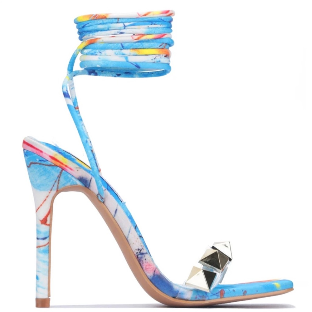 Cape Robbin AIGO LACED UP HEELS Print